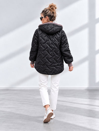 Zoe Oversize Quilted hooded jacket Black