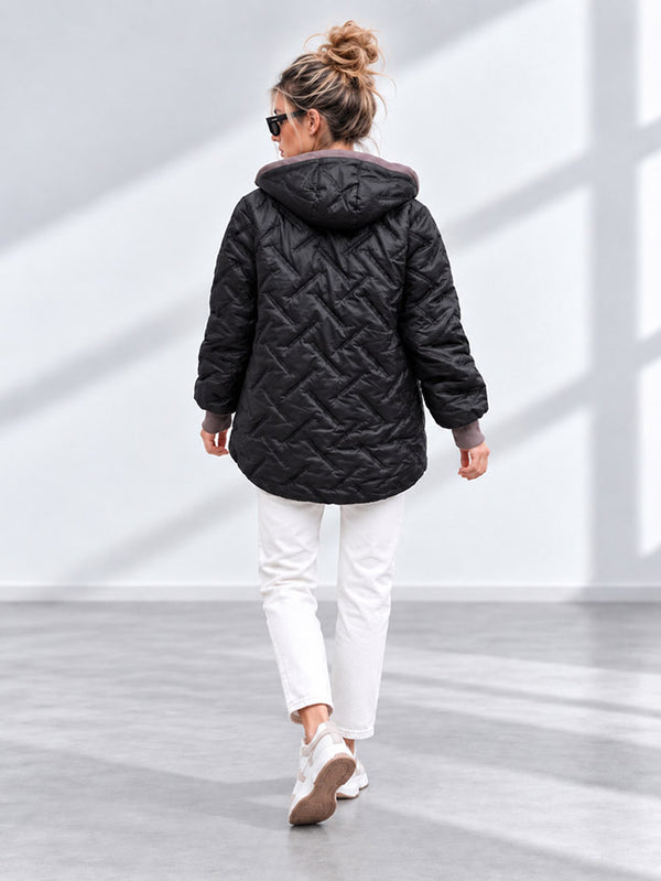 Zoe Oversize Quilted hooded jacket Black