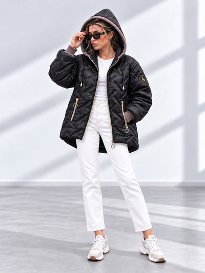 Zoe Oversize Quilted hooded jacket Black