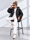 Zoe Oversize Quilted hooded jacket Black