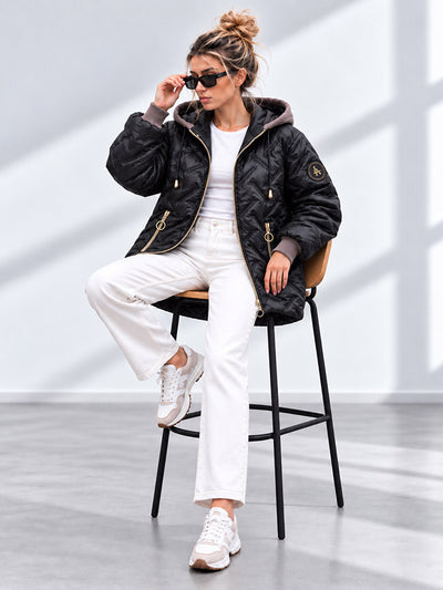 Zoe Oversize Quilted hooded jacket Black