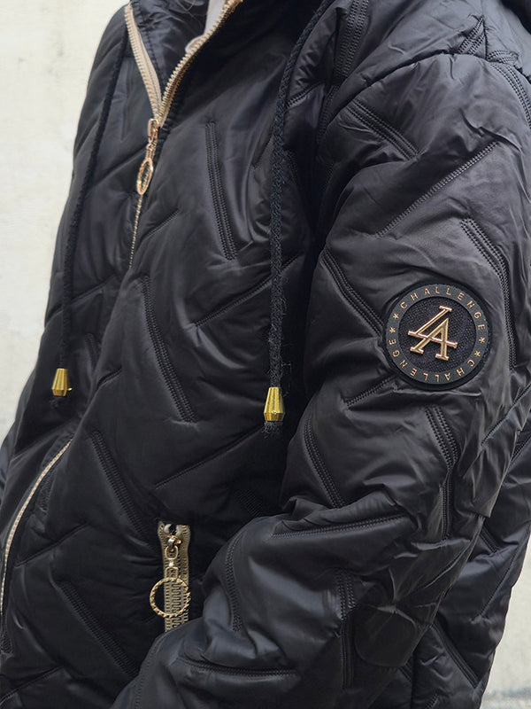 Zoe Oversize Quilted hooded jacket Black