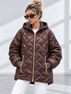 Zoe Oversize Quilted hooded jacket Brown