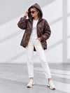 Zoe Oversize Quilted hooded jacket Brown