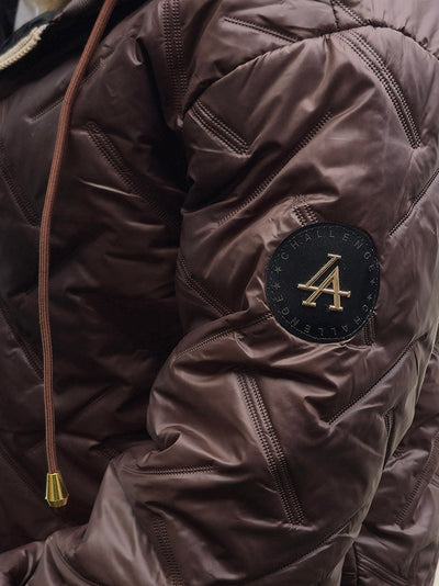 Zoe Oversize Quilted hooded jacket Brown