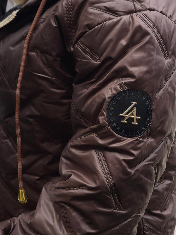 Zoe Oversize Quilted hooded jacket Brown