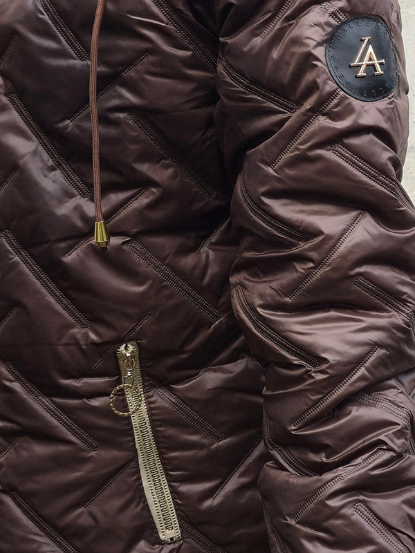 Zoe Oversize Quilted hooded jacket Brown