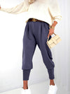 Emma Belted stretchy pants Navy Blue