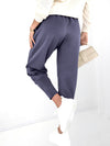 Emma Belted stretchy pants Navy Blue