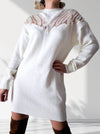 Sequin Pearl fluffy knit dress Cream-White