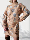 Sequin knitted dress Camel