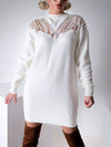 Sequin Pearl fluffy knit dress Cream-White