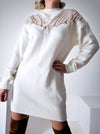 Sequin Pearl fluffy knit dress Cream-White