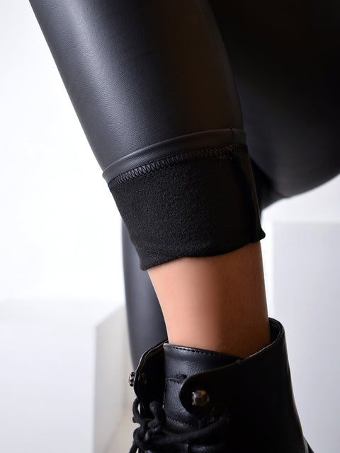 Tara Black Faux leather Leggings