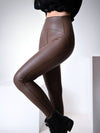 Lora Brown Faux leather Leggings