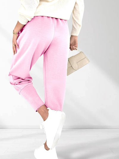 Emma Belted stretchy pants Baby Pink
