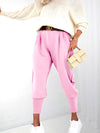 Emma Belted stretchy pants Baby Pink