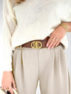 Emma Belted stretchy pants Light Beige