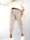 Emma Belted stretchy pants Light Beige