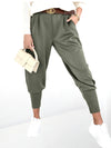 Emma Belted stretchy pants Khaki