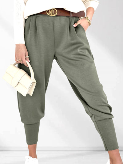 Emma Belted stretchy pants Khaki
