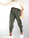 Emma Belted stretchy pants Khaki