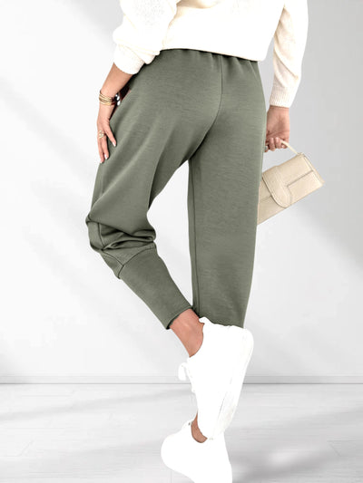 Emma Belted stretchy pants Khaki