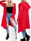 Hooded longline cardigan Red