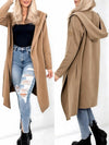 Hooded longline cardigan Camel