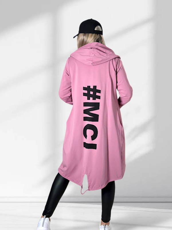 Hooded printed cardigan Dark pink