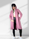 Hooded printed cardigan Dark pink