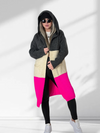 Lili Striped hooded cardigan pink