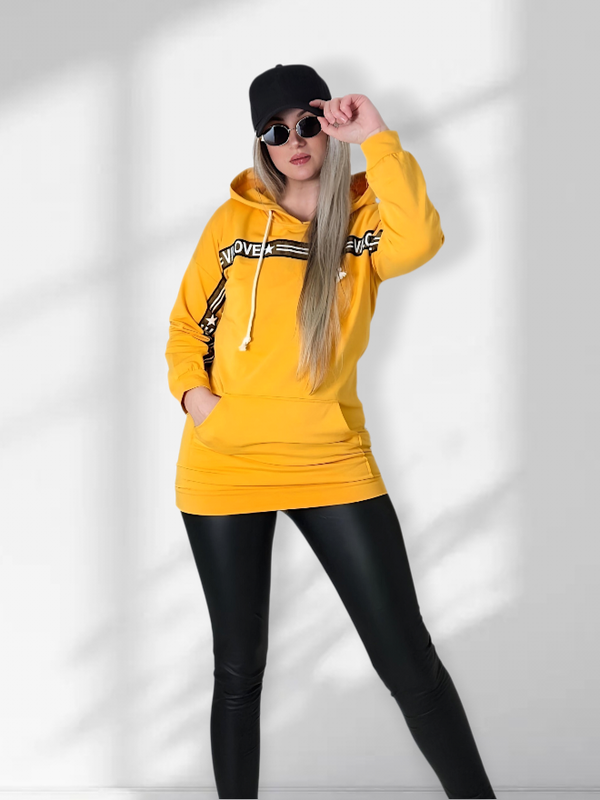 Fashion tape jumper / jumper dress Mustard