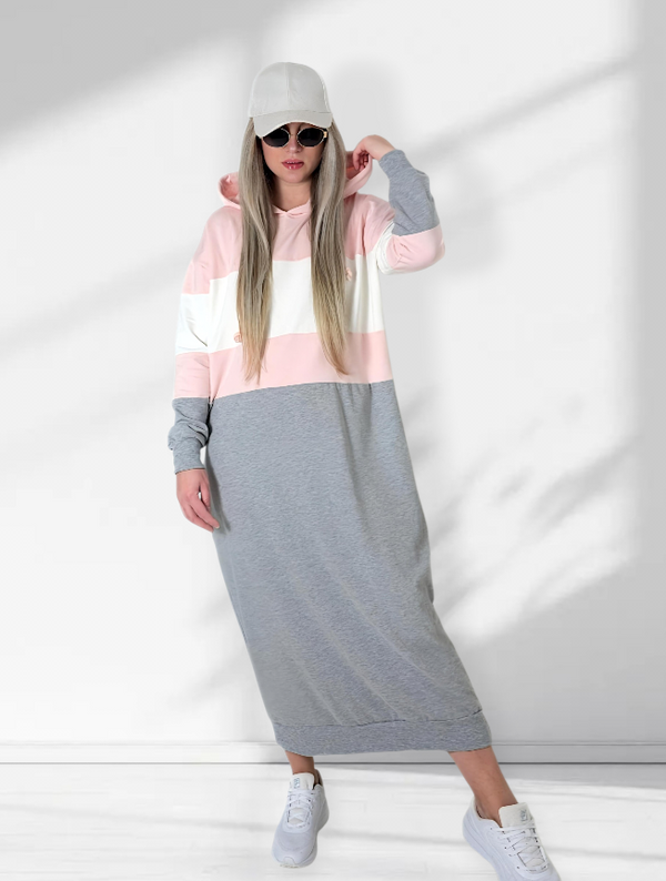 Maxi hooded jumper dress Pink