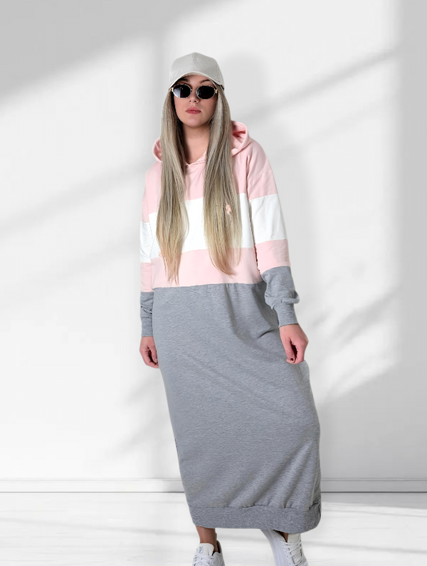 Maxi hooded jumper dress Pink