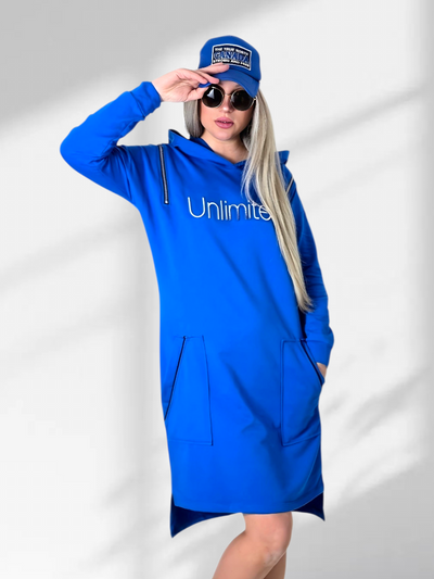 Unlimited hooded jumper dress Blue