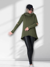 Hooded cut out sleeve detail oversize jumper Khaki