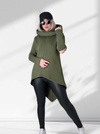 Hooded cut out sleeve detail oversize jumper Khaki