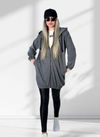 Hooded zip up jumper world Grey