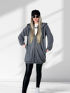 Hooded zip up jumper world Grey
