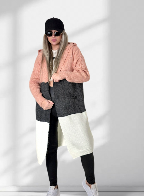 Lili Striped hooded cardigan