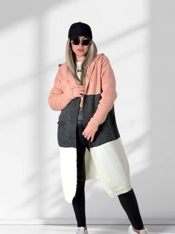 Lili Striped hooded cardigan