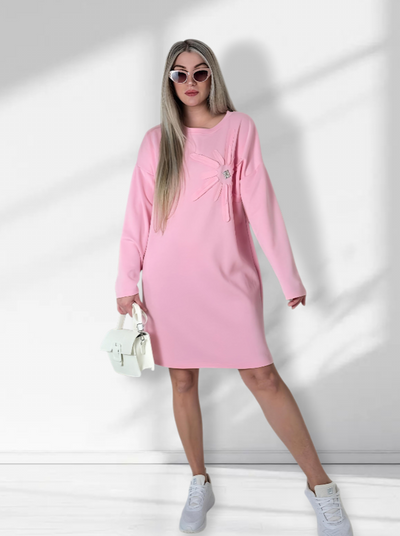 Diamond detail long sleeve dress Pink