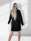 Diamond detail long sleeve dress Black