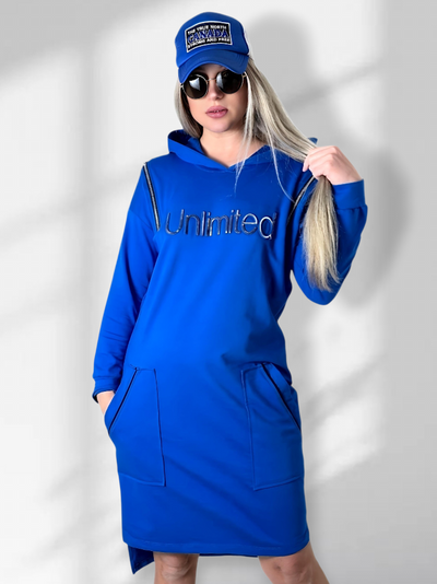 Unlimited hooded jumper dress Blue