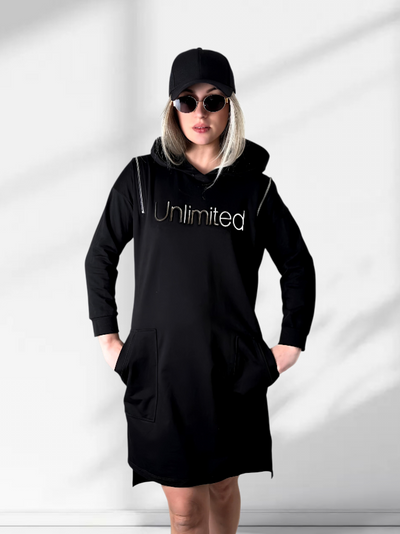Unlimited hooded jumper dress Black