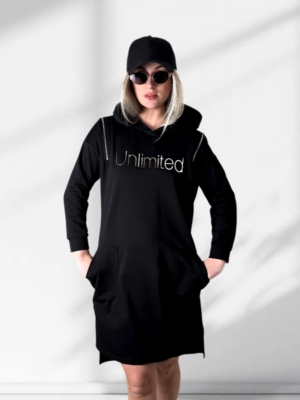 Unlimited hooded jumper dress Black