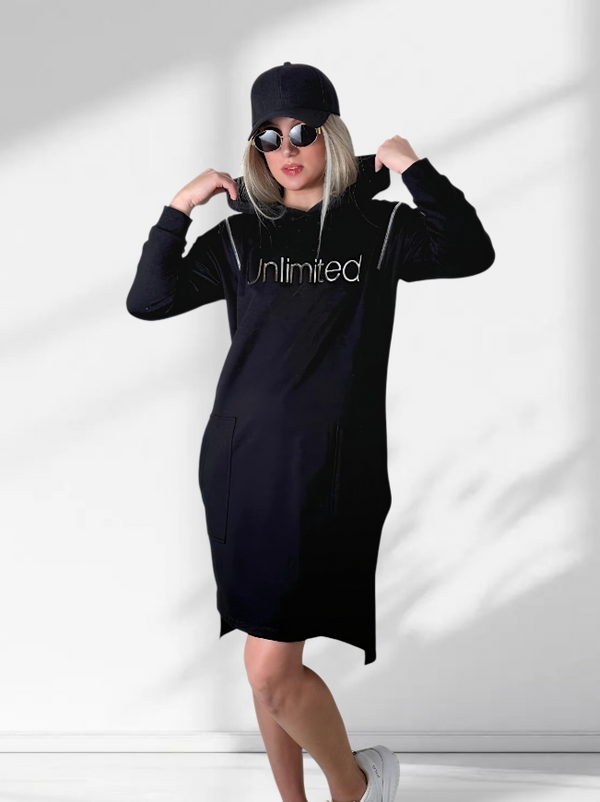 Unlimited hooded jumper dress Black