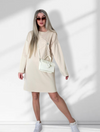Diamond detail long sleeve dress Beige
