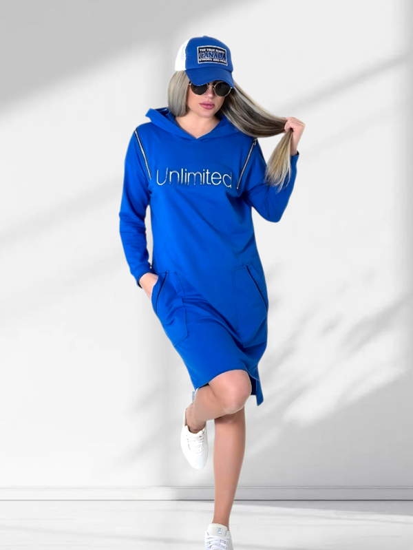 Unlimited hooded jumper dress Blue